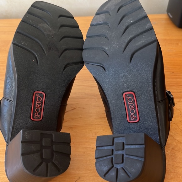 Sporto Tess black leather chunky heel slip ons size 7 - Picture 6 of 7